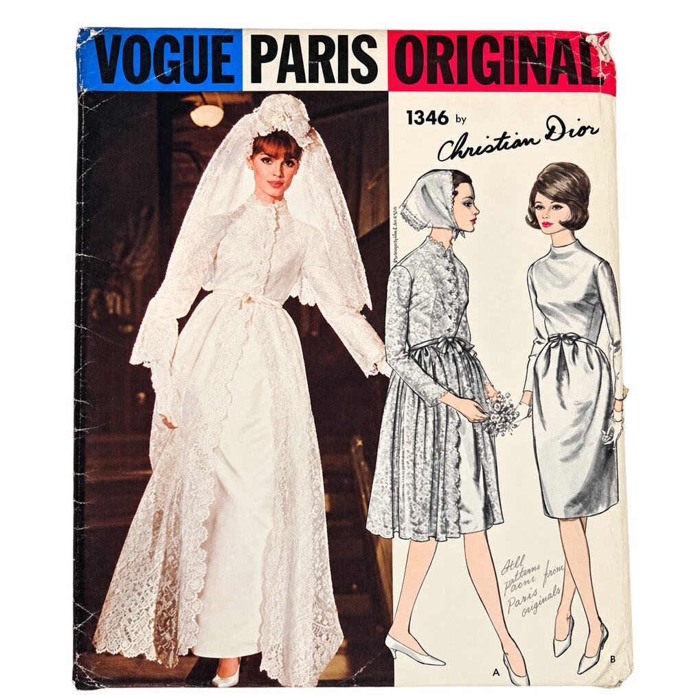 Vtg 1964 Vogue Paris Original 1346 Christian Dior Bridal Wedding Pattern Sz 14